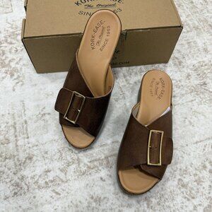 Kork-Ease Sandals Womens Size 8 Brown York Platform Slide Wedge Buckle Shoes